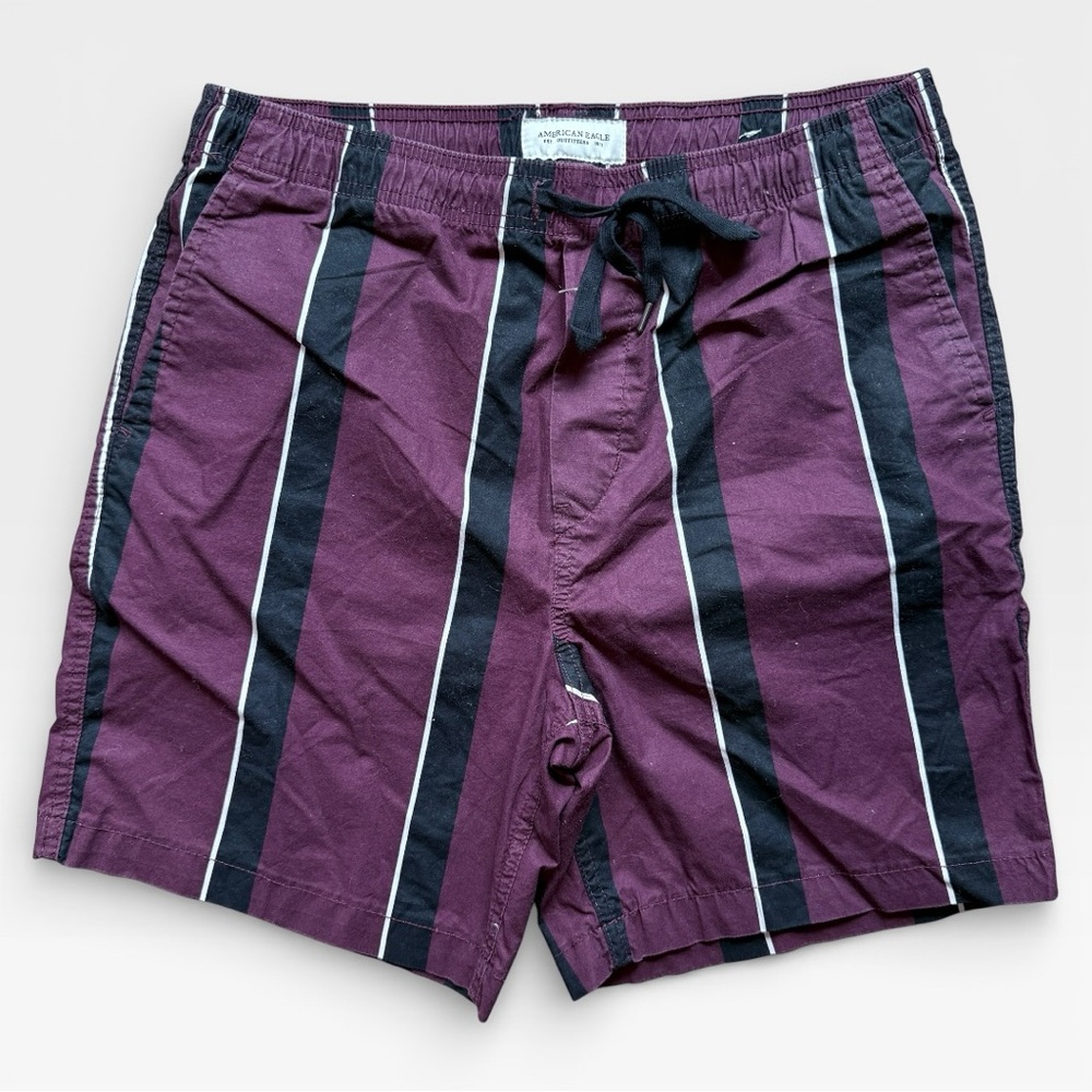 American Eagle Outfitters Men's Shorts - Purple and Black Stripes
